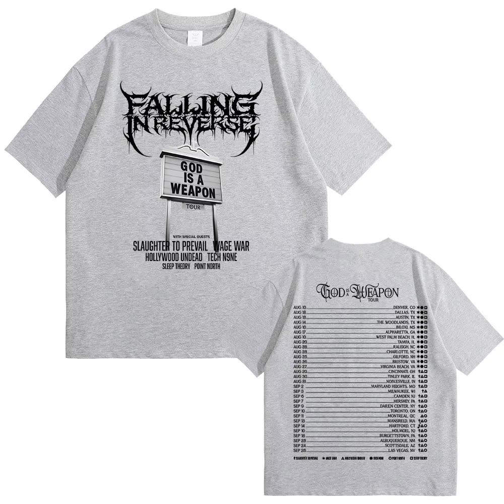 Rock Band Falling in Reverse World Tour 2025 T-shirt Summer Men's Women Casual Oversized Streetwear Male Cotton Vintage T Shirts