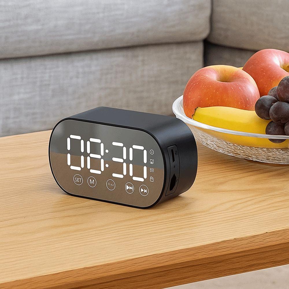 Portable Bluetooth Speaker HD Mirror Display Alarm Clock Dual Alarm LED Digital Alarm Clock Office
