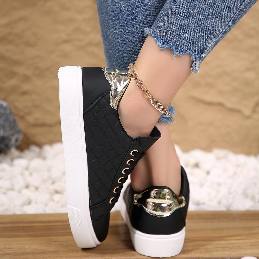 Mode Lässige Weiße Schuhe Damen Vulkanisierte Schuhe Lässige Einfarbige PU-Lederschuhe Damen Sneaker