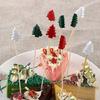 50pcs-Christmas Tree Fruit Sign Portable Picks Design Drink Disposable Appetizer Xmas Stick Bamboo Food Sticks