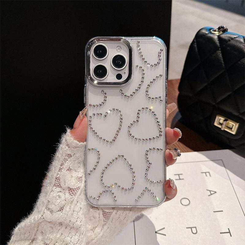 

Transparent Rhinestone Mobile Phone Case for IPhone16promax Love for Apple 17 Stars 14pro Butterfly Light Luxury For iPhone 7/8/SE 2020