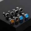 Stylish Geometric Round Stud Earrings for Men Boys, Black Agate Tiger Eye Natural Stone Earrings, Fashion Daily Jewelry Gift