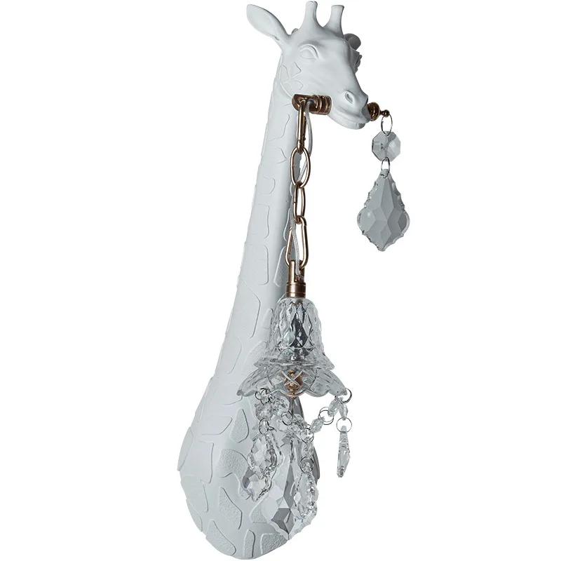 Rășină Girafă Abajur Cristal Decor Restaurant Aplica de Perete Modern Nordic Living Dormitor Fereastră Aplica de Perete LED Animal