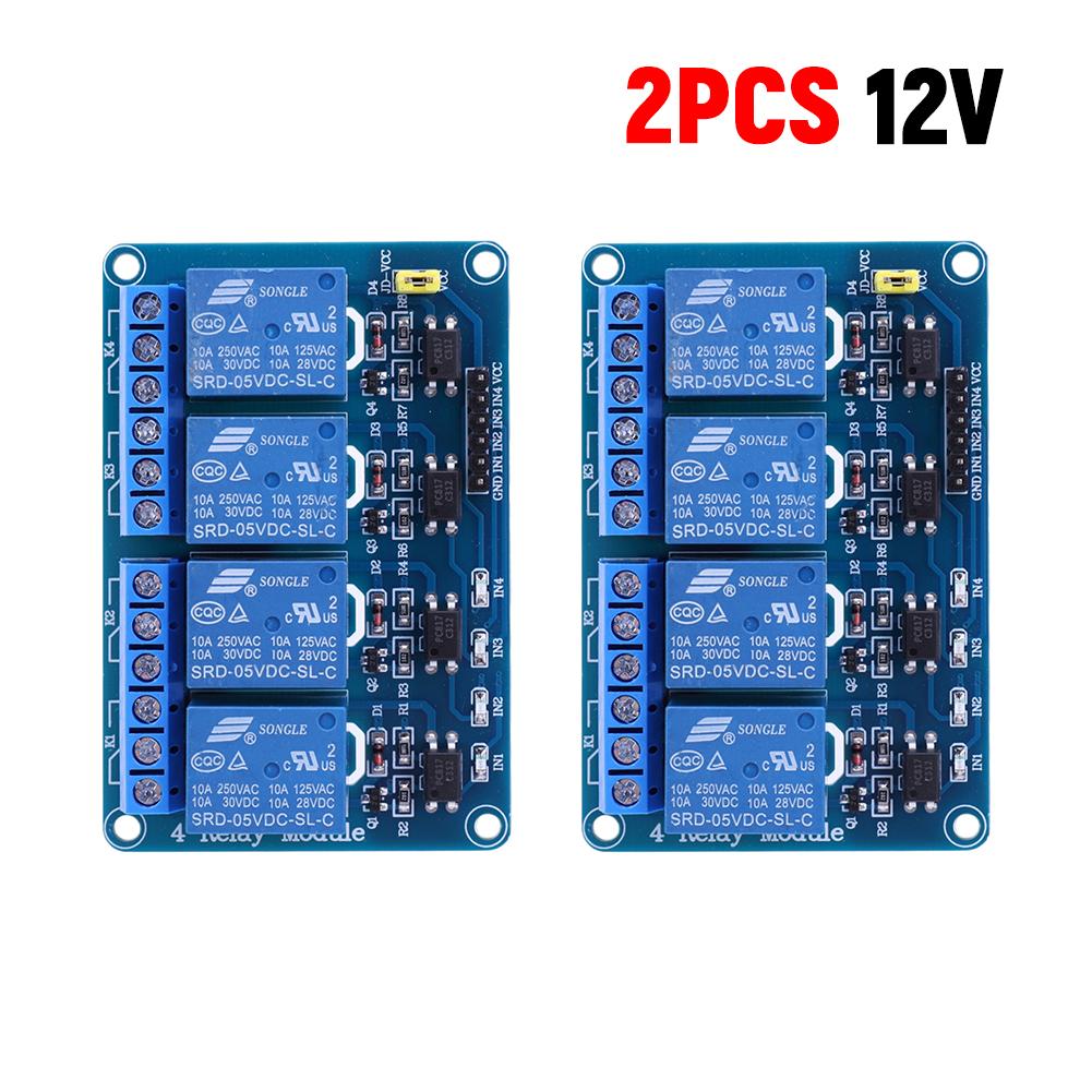 1-5 Stück 4-Kanal-Relaisplatine AVR 51 PIC 5V 12V 4-Kanal-Relaismodul mit Optokoppler-Relais 4-Wege-Relaismodul für Arduino