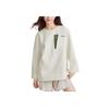 Skechers Sport Lifestyle Series Round Neck Pocket Casual Printed Long Sleeve Sweatshirt Unisex sweatshirt Cream Off-White L424U164-00NA
