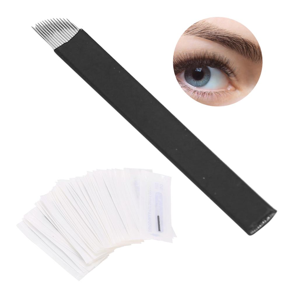 50 Stück 0,18 mm Microblading Nadeln Augenbrauen Tattoo Semi-Permanent Nadel Klinge(14 Pin )