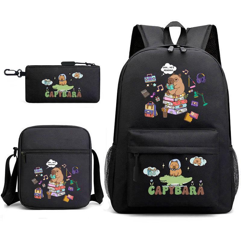 3-teiliges Schulrucksack-Set für Schüler Große Kapazität Oxford-Stoff Schultasche mit Schultergurt und Federmäppchen