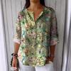 Fashion Summer Floral Printed Women Blouse V Neck Loose Casual Simple Office Shirt Ladies Summer Plus Size Holiday Sweet Short Sleeve Tops Clothes