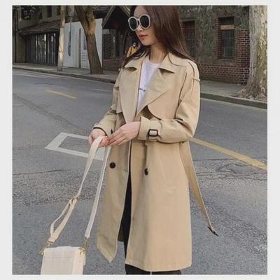 2024 Early Spring Women's Korean-Style Versatile Mid-Length Windbreaker Coat