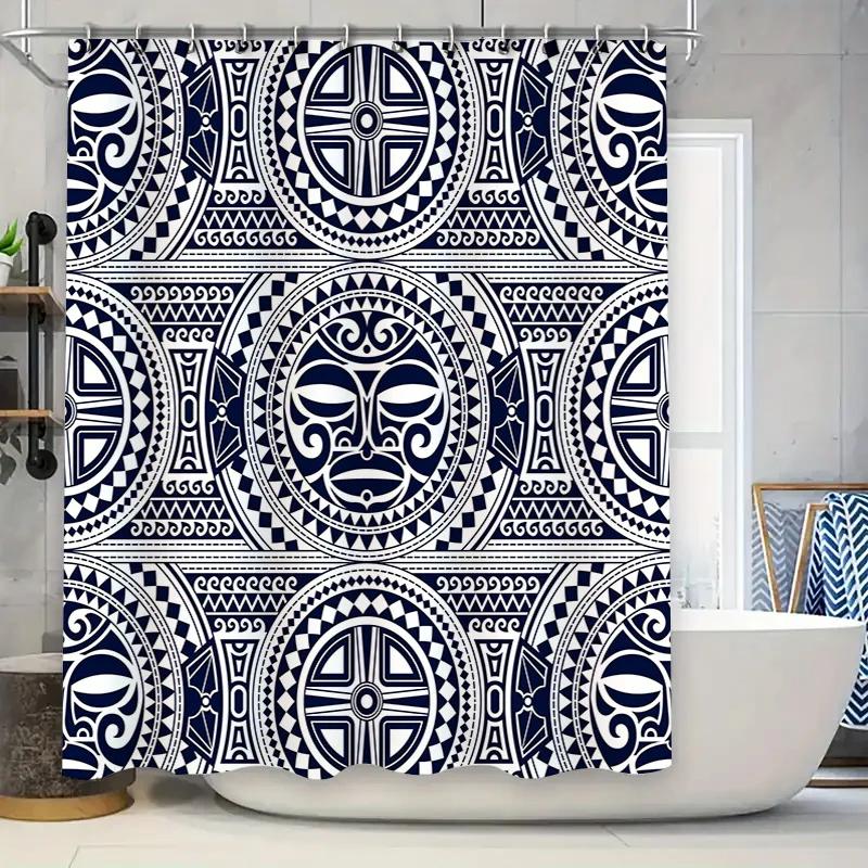 

Modern Blue And White Pattern Shower Curtain Fabric Waterproof Bath Decor For Home Decoration 72X84 Inches W60H190(CM)-1 Pcs