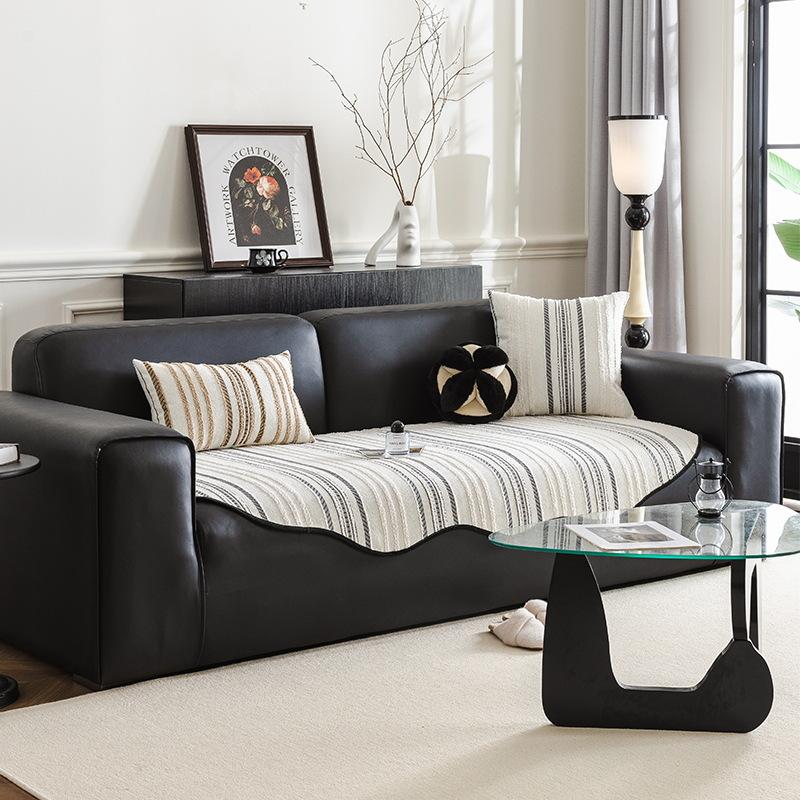 Striped Jacquard Chenille Sofa Cushion, Universal In All Seasons, Non-Slip Seat Cushion, Irregular Special-Shaped Straight-Row Sofa Cover