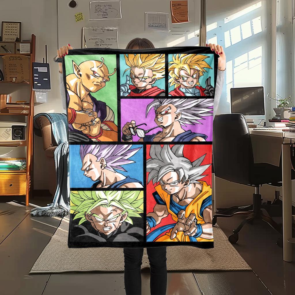 1 Stück DRAGON BALL Aufdruck Flanelldecke, Hohe Qualität für alle Jahreszeiten, Heimdekoration, Wärme und Komfort, Perfekt für Weihnachtsgeschenke
