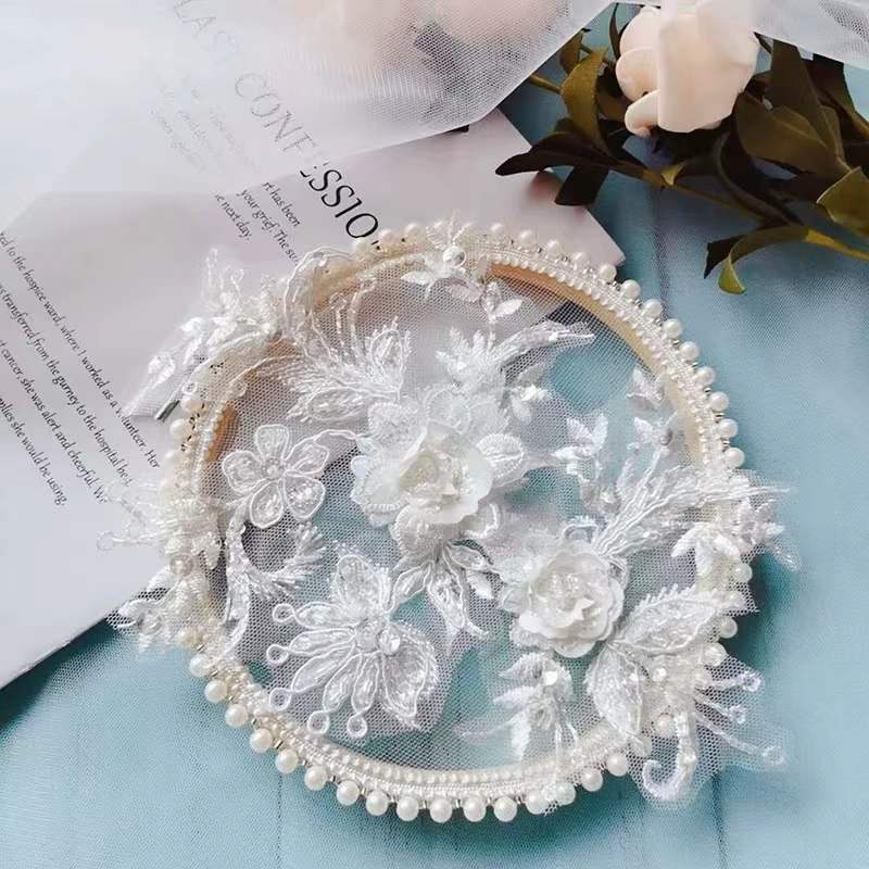 Three-Dimensional Lace Embroidery Lace Flower Handmade Diy Flower Accessories Headgear Clothes Decoration Nail Beads Clothing Accessories