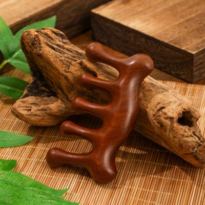 Sandelholz Massagekamm Meridianausbaggerung Anti Haarausfall Gua Sha Stimulation Fördert Haarwachstum Pflegebürste