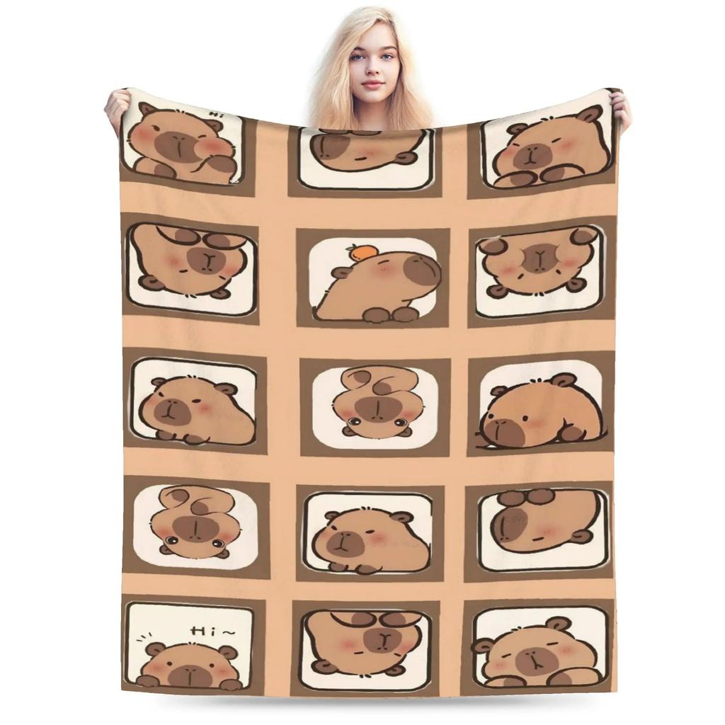 Capybara Cartoon Blanket Soft Warm Comfortable Plush Throw Blanket For Girls Boys Living Room Flannel Bedspread Bed Cover
