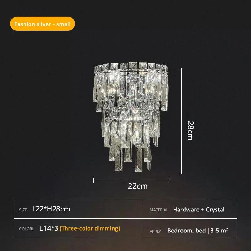 E14 Light Luxury Wall Light Crystal Wall Lamp Decor Living Room Bedroom Bedside Corridor Stairs Fixtures TV Background Sconce