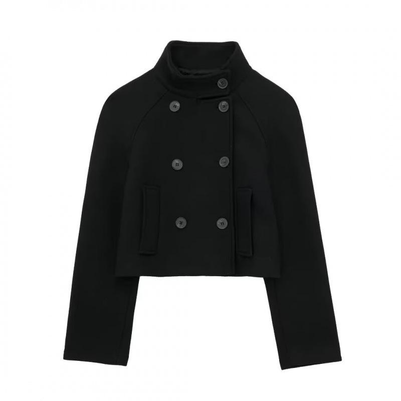 Autumn Women's Street Fashion Double-Breasted Short Woolen Coat