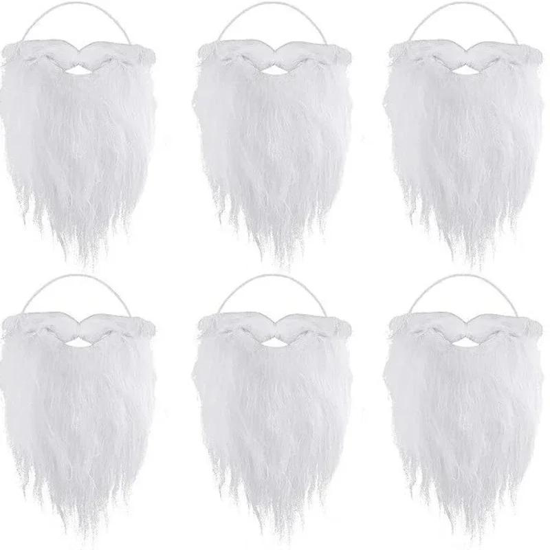 1-10PCS Christmas Santa Claus Beard  Adjustable Curly Fake Beards Realistic Costume Props Holiday Party Dress Up Accessories