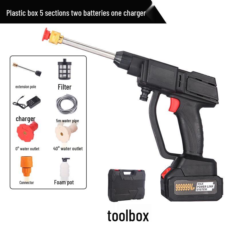Wireless Portable Car Washer: Rechargeable High-Pressure Water Gun with Cleaning Brush for Household Use