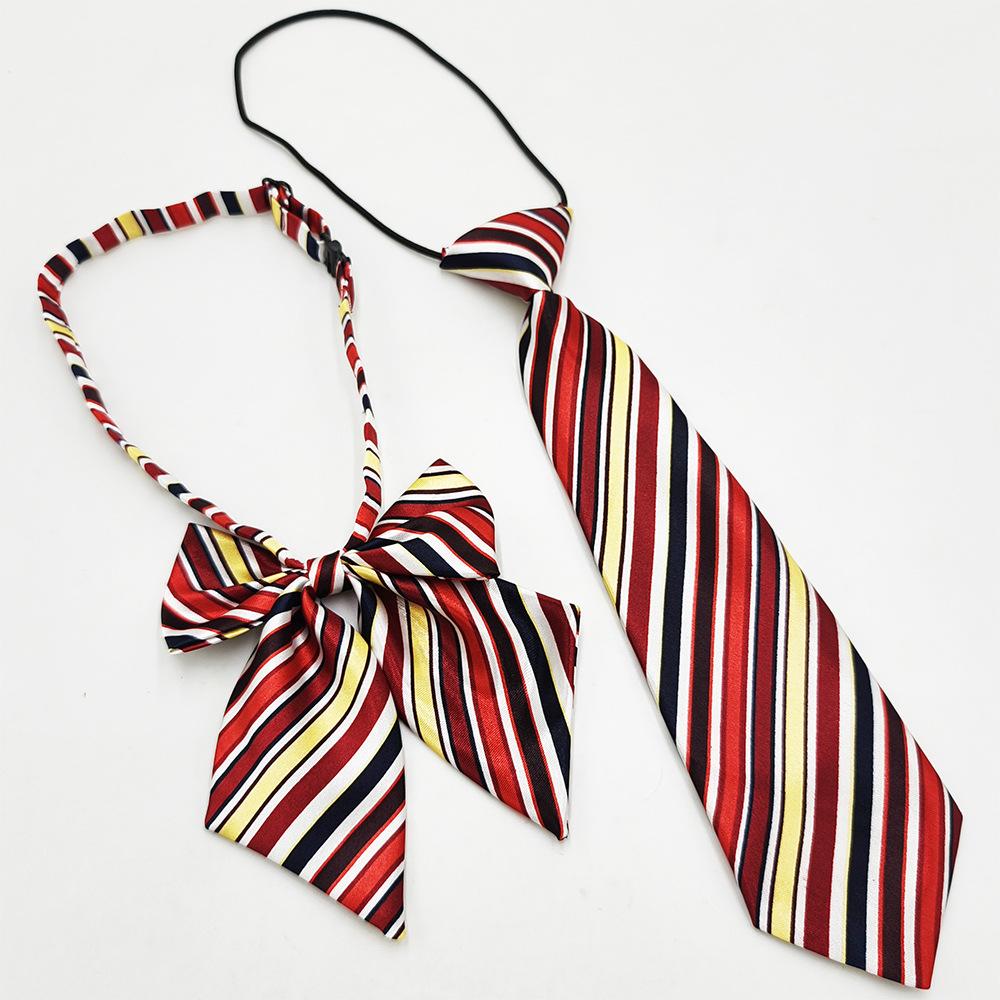 Kinder Krawatten Fliege Set, Grundschule Mittelschule Schüler Einfarbig Gestreift Krawatte Feder Fliege
