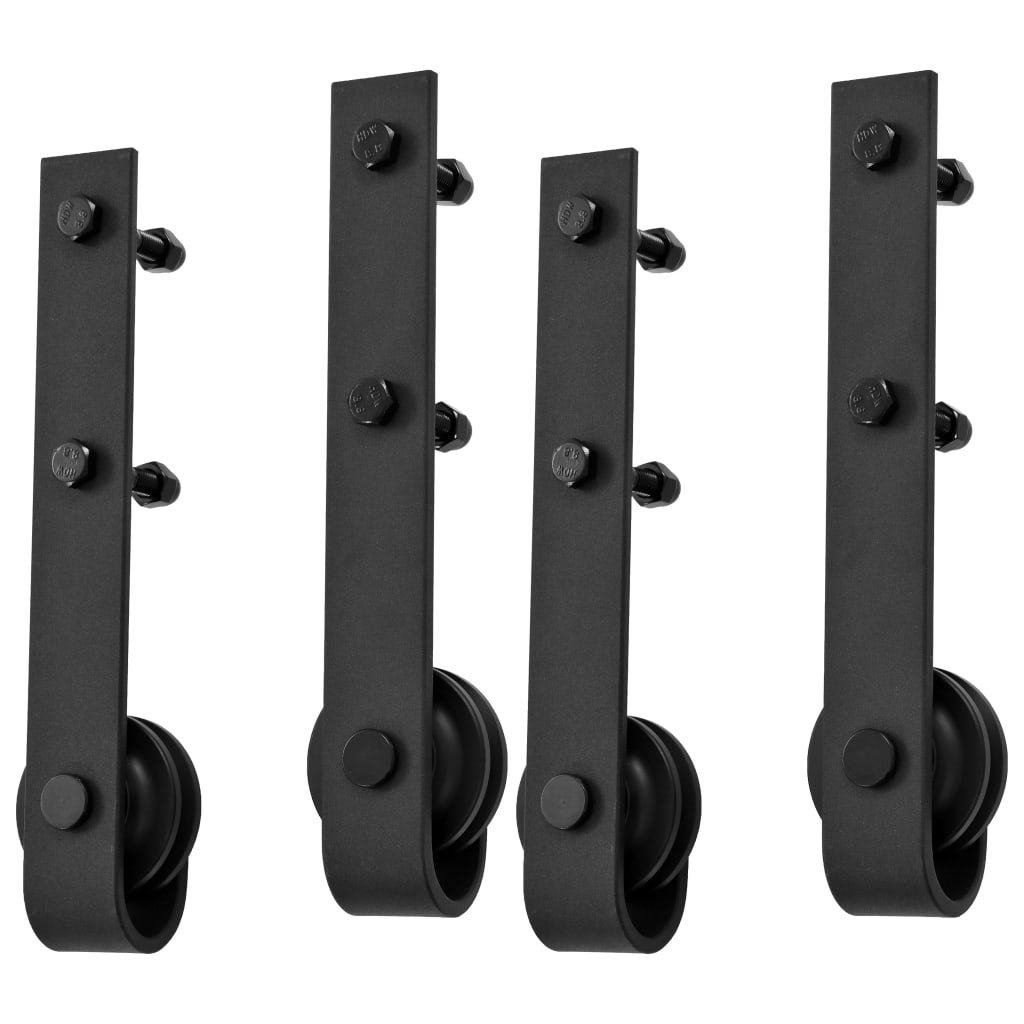 Sliding Door Hardware Kits 2 Pcs 183 Cm Steel Black