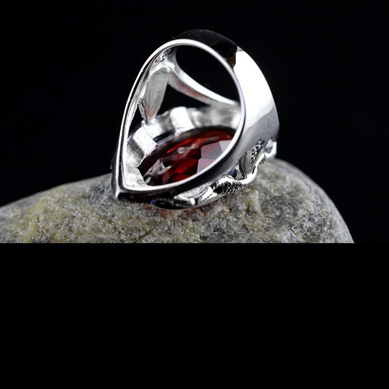 Argint S925 Seiko atmosferic Dna. Inel de argint cu granat