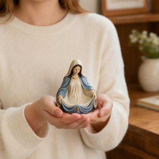 Jewelry Storage Box with Jesus or Virgin Design Religious Tray Compact Multi-Use Faith