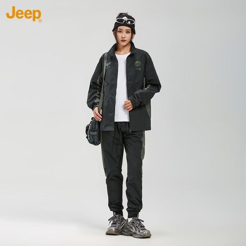 JEEP Unisex Spring Stand-up Collar Zipper Sportswear Set L