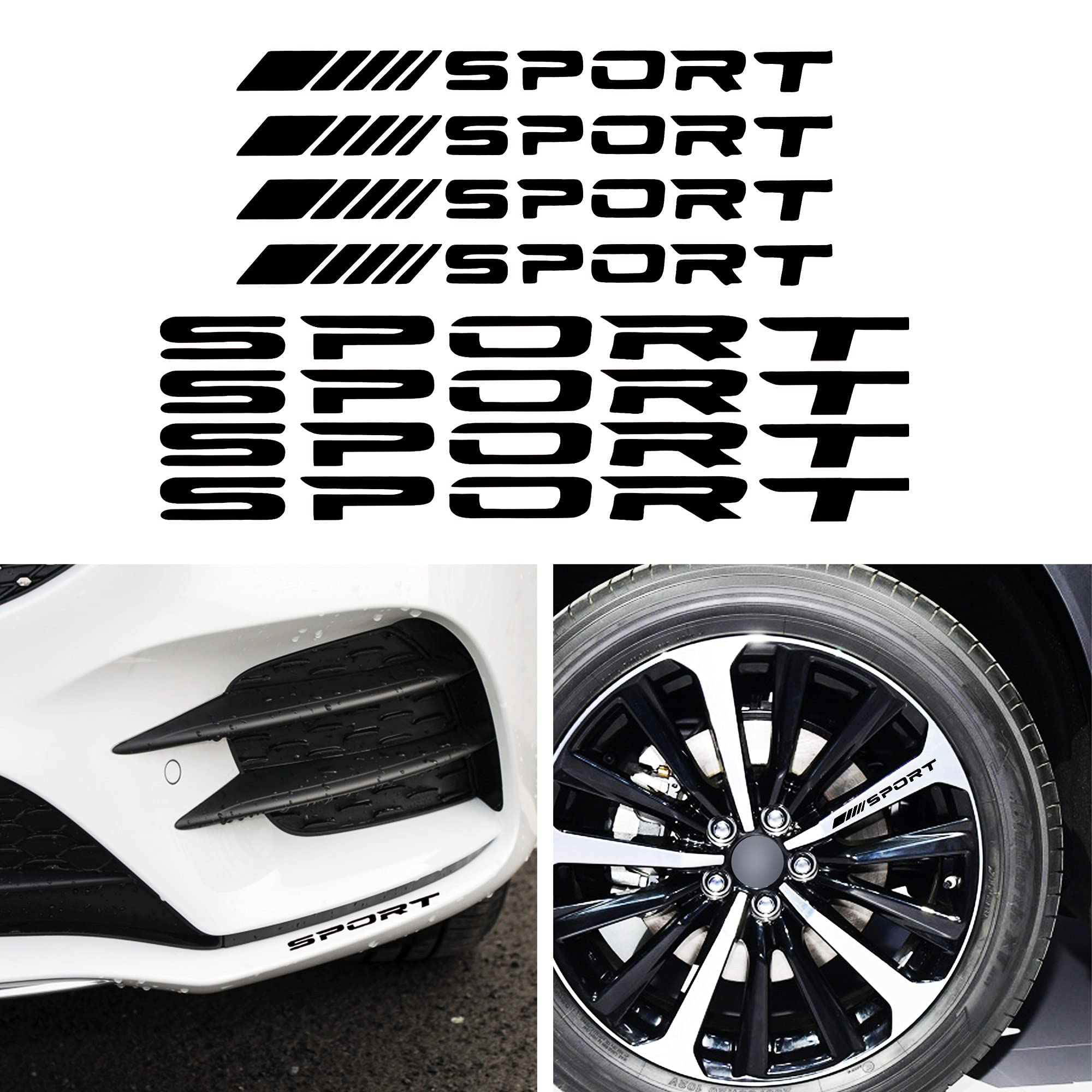 

TOMALL 8Pcs Sport Emblem Car Wheel Reflective Sticker Rim Hub Auto Racing Performance Sports чёрный