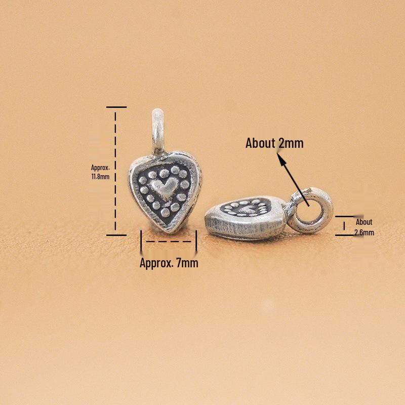 Thai Retro Heart Charm Sterling Silver Bracelet