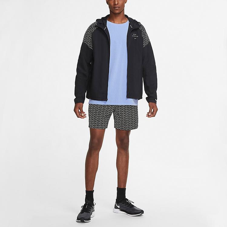 Nike Essential Run Division Flash Logo Reflective Print Running Jacket Men Jackets Black CU7871-010