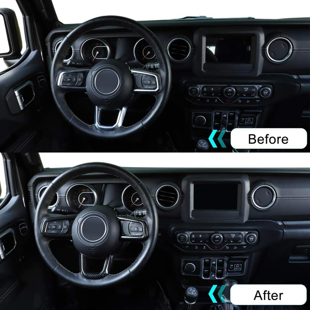 Carbon Fiber Steering Wheel Cover Trim Ring for 2018-2024 Jeep Wrangler JL New