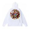 Classic Print Hooded Sweatshirt Teens Unisex Loose Fit Cotton Pullover Streetwear