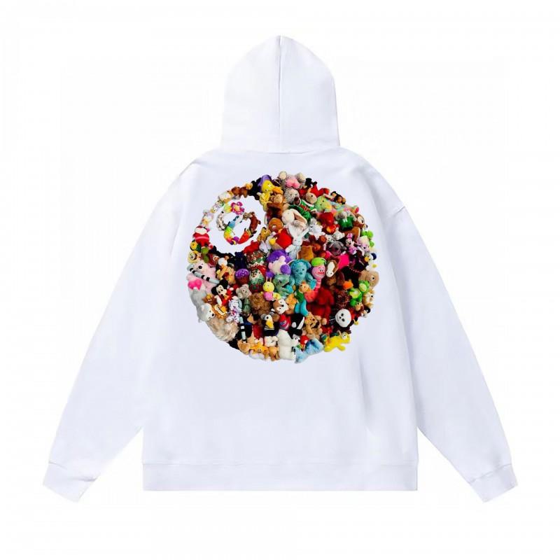 Classic Print Hooded Sweatshirt Teens Unisex Loose Fit Cotton Pullover Streetwear