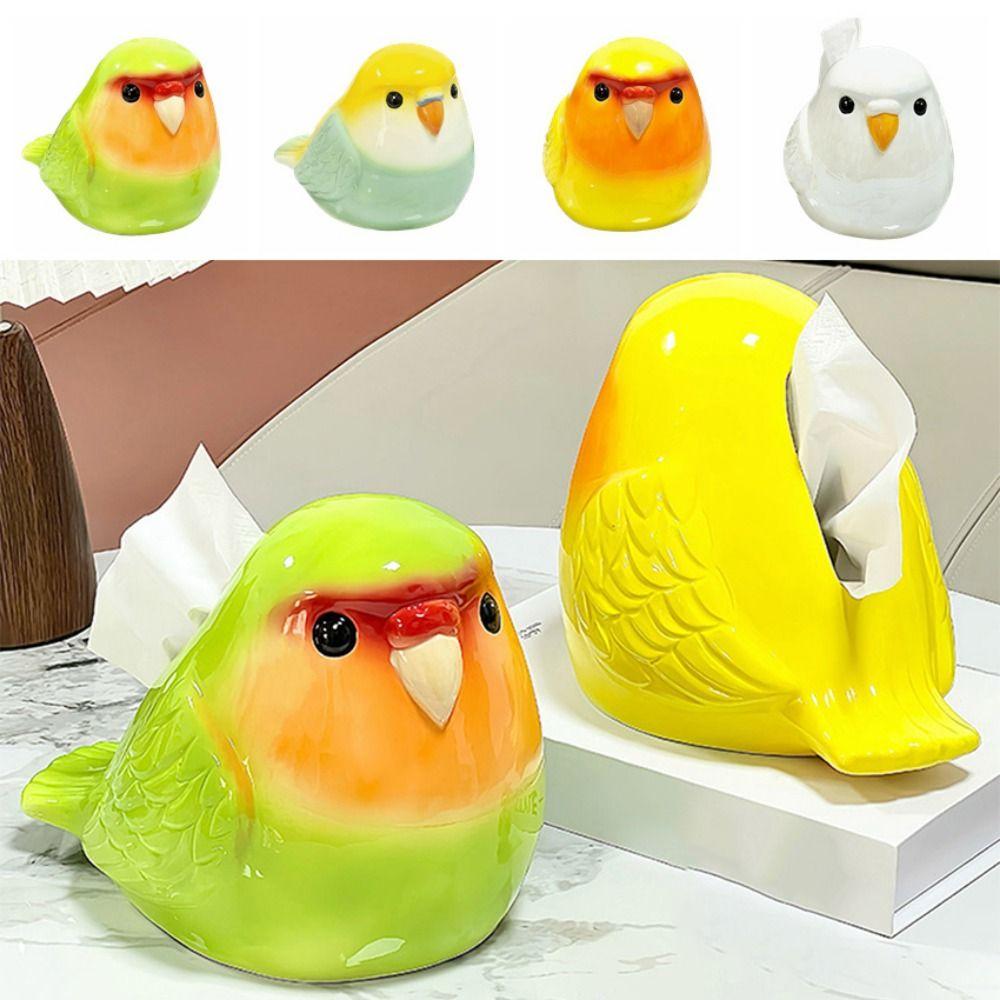 Cute Parrot Ceramic Tissue Box Lovely Napkin Storage Case Storage Supplies
