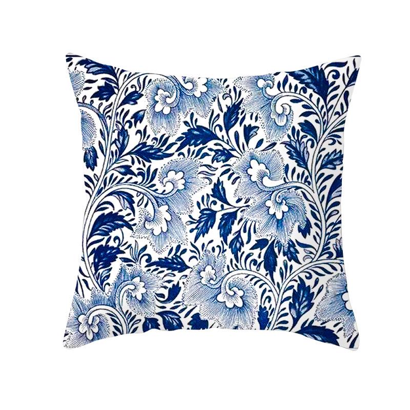 Red, Blue and Black Geometric Cushion Cover, Peach Skin Print Pillow Cover, Square Sofa Cushion, Home Textiles and Household Products