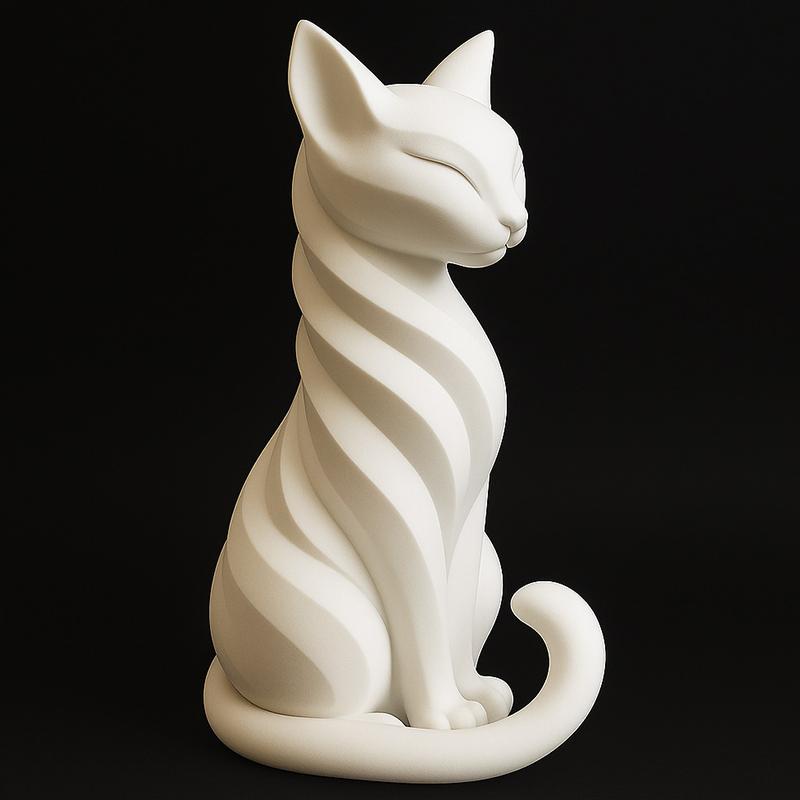 1 Pc Elegant Cat Sculpture With Stripes Cat Figurine Indoor/Outdoor Home Decor Charming Cat Statue Desks Bookshelves Ornament