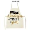 Kitchen Aprons for Women Men Merry Christmas Letters Printed Linen Bibs Household Cleaning Pinafore Home Cooking Apron Delantal