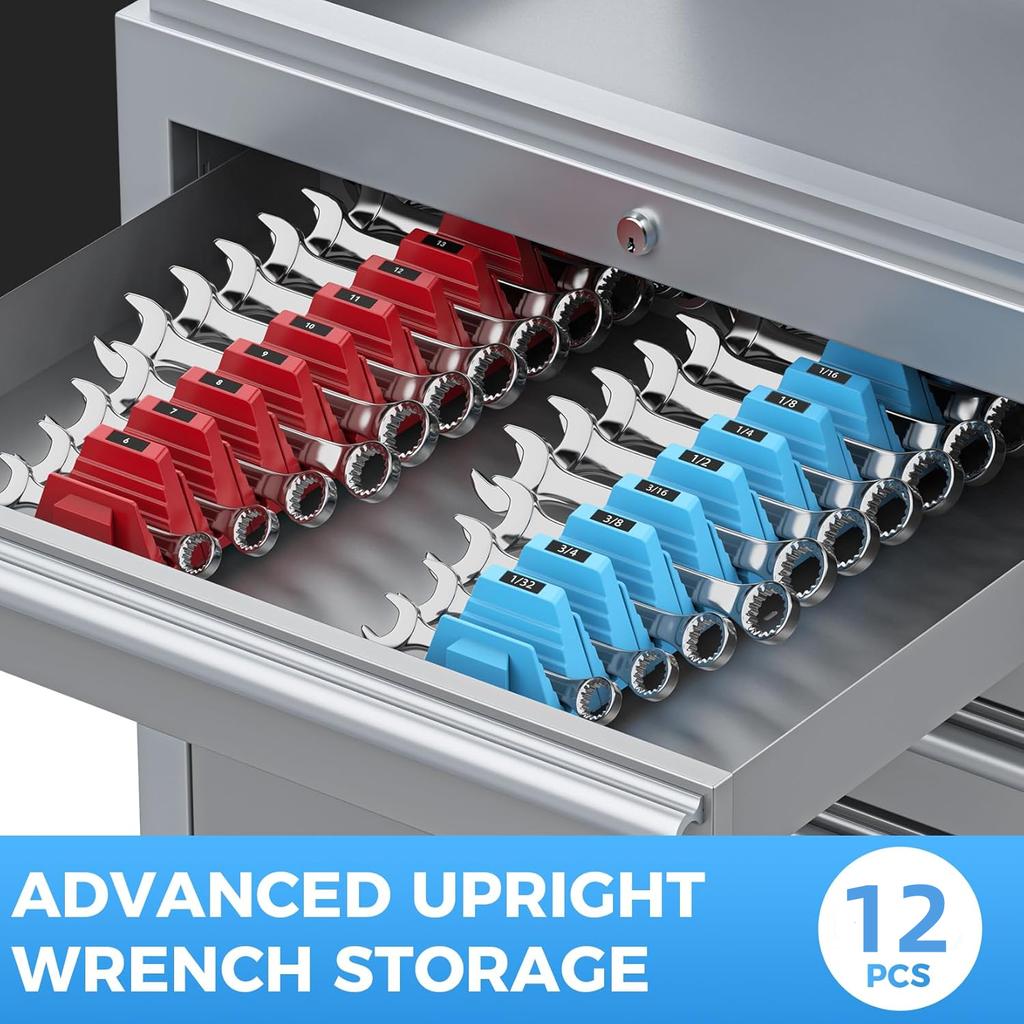 12 STÜCK Magnetische Modulare Schraubenschlüssel-Organizer für Werkzeugschubladen - Anpassbare Magnetische Werkzeugaufbewahrungshalter für Werkzeugkasten-Organisation