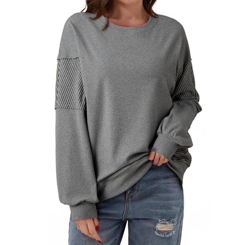 IHUASU Women's Fashion Casual O-Neck Long Sleeve Blouses & Shirts