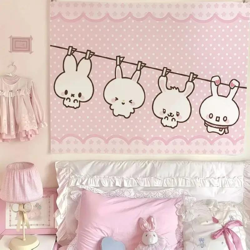 Cute Laundry Bunny Cartoon Cute Little Bunny Kawaii Subculture Sweet Cool Girl Room Decoration Suitable For Outdoor Living Room