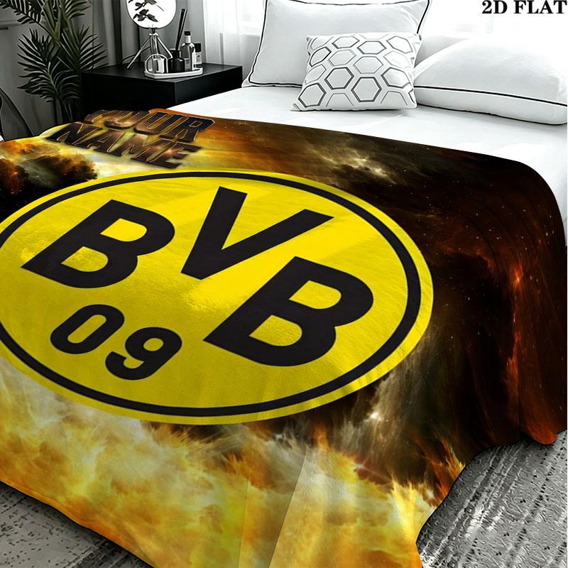 1PC Borussia Custom Name Patterned Flannel Blanket Suitable For All Seasons for Home Decor Warmth and Comfort Gifts Holiday Present