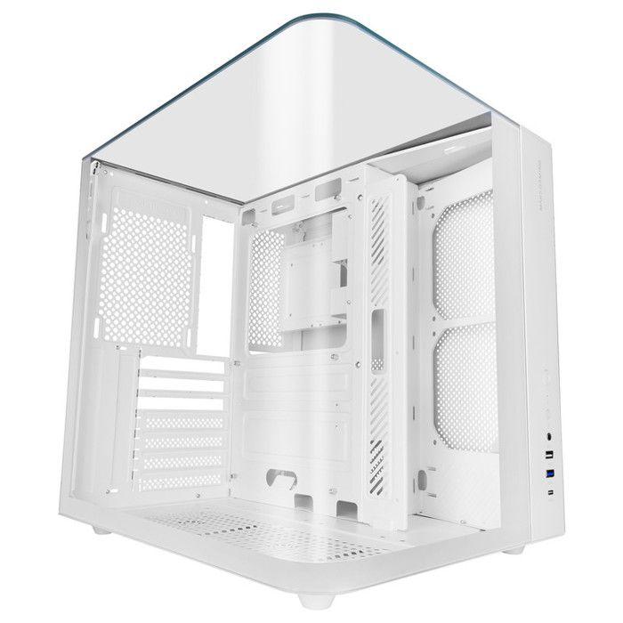 Boîtier gaming ATX - MARS GAMING - MC-INFINIOLITE - Verre trempé - Double chambre - Blanc