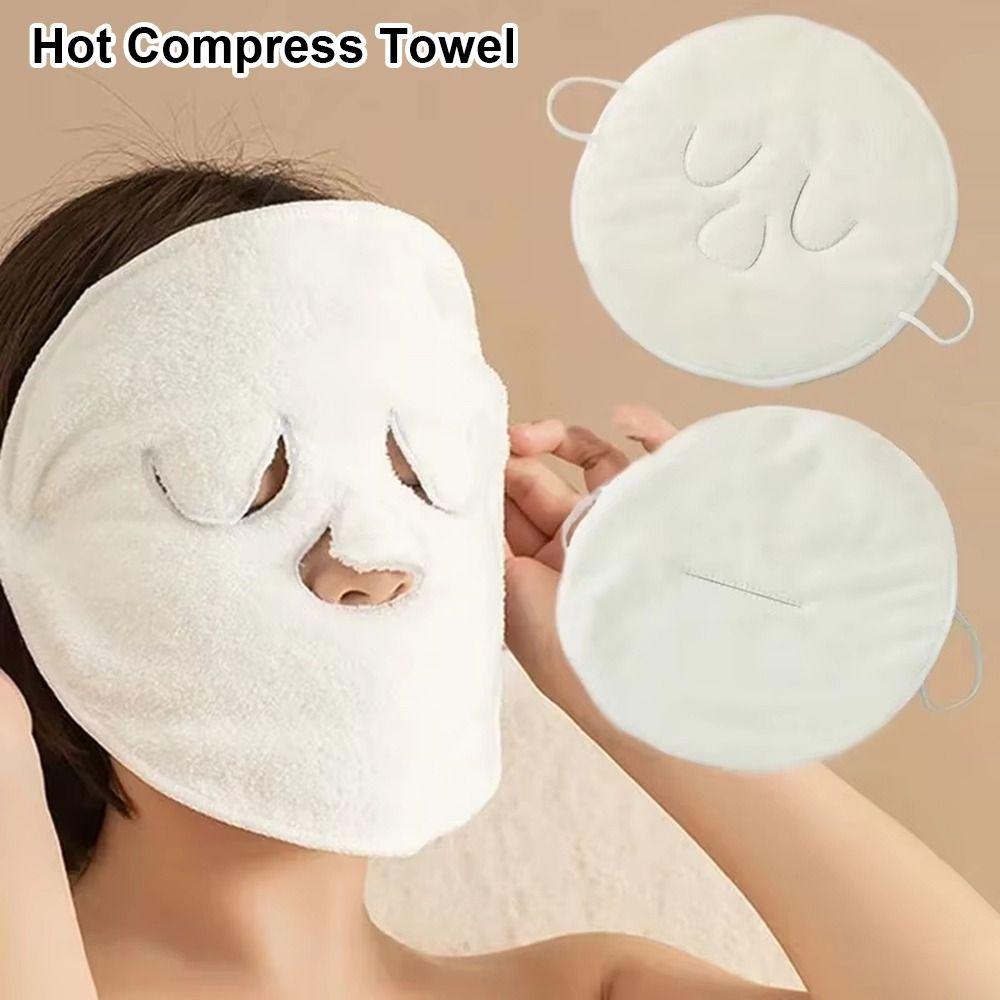 1Pcs 3 Holes Hot Compress Towel Absorbent Reusable Facial Steam Towel Soft Gentle Skin Care Mask for Hot and Cold Skin Care