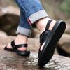Men Brown Flats Slippers Summer Outdoor Wide Head Hiking Sandals Retro Black Leather Open Toe Beach Shoes Plus Size