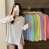 Women's Summer Korean-Style Sheer Long-Sleeve Sun Protection T-Shirt - 2025 Candy Color Loose Fit
