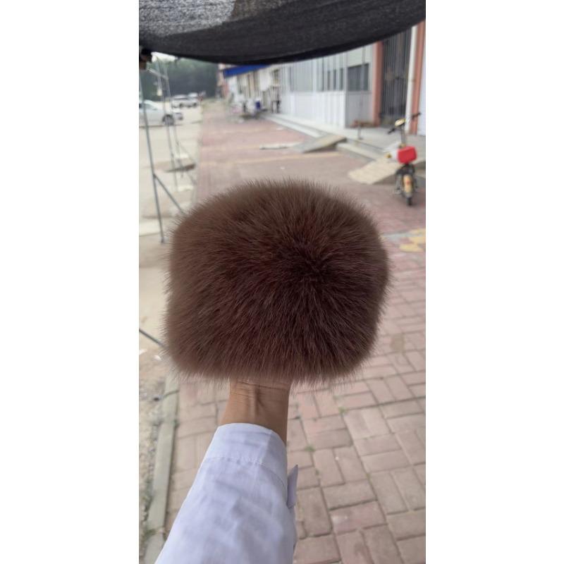 

Искусственный мех, новая шапка с плоским верхом из лисьего меха, утолщенный пух, теплая защитная шапка-купол, зимние шапки