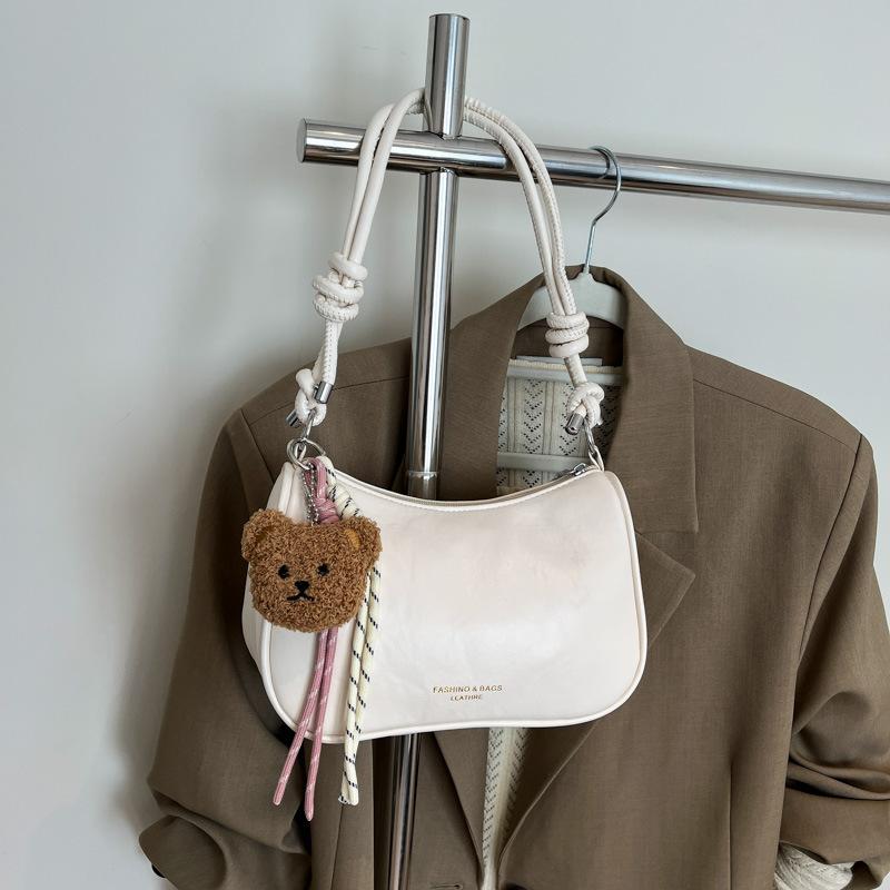 

Solid color niche design simple and fashionable dumpling bag new versatile shoulder armpit messenger bag no pendant белый