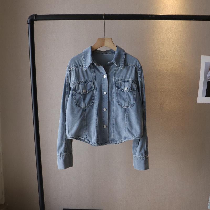 

Рубашка джинсовая в корейском ретро-стиле Bi Zheng 2025 для женщин - Универсальная и миниатюрная мода 3381. One Size