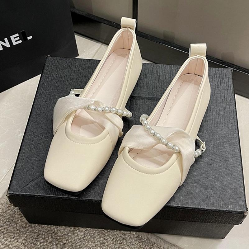 Fashion Beaded Women Loafers Shoes Elegant Square Toe Fashion Party Shoes Summer Sandals 2025 Designer New Dress Shallow Zapatos Mujer